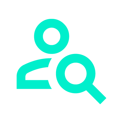 Person and magnifying glass icon